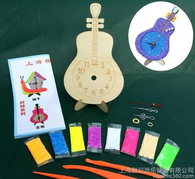 指尖艺术 雪花泥木制卡通钟表与渐变吉他，手工益智套装的隐藏诗学